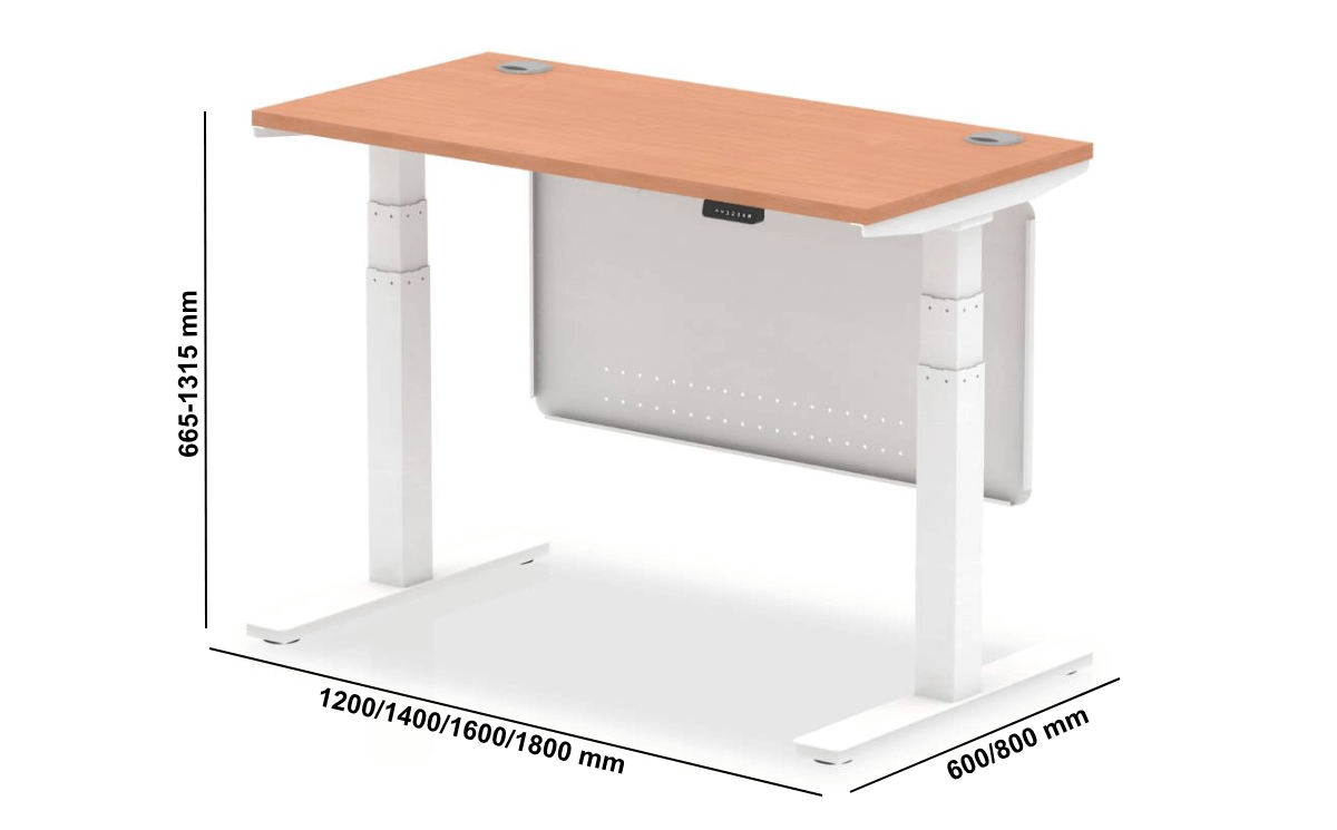 Airica Electric Height Adjustable Desk With Modesty Panel Dimmssion Image
