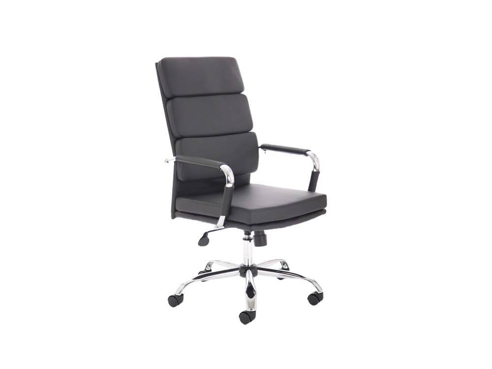 Aden Black Bonded Leather Executive Task Chair With Armrest Main Img Aden Black Bonded Leather Executive Task Chair With Armrest Main Img