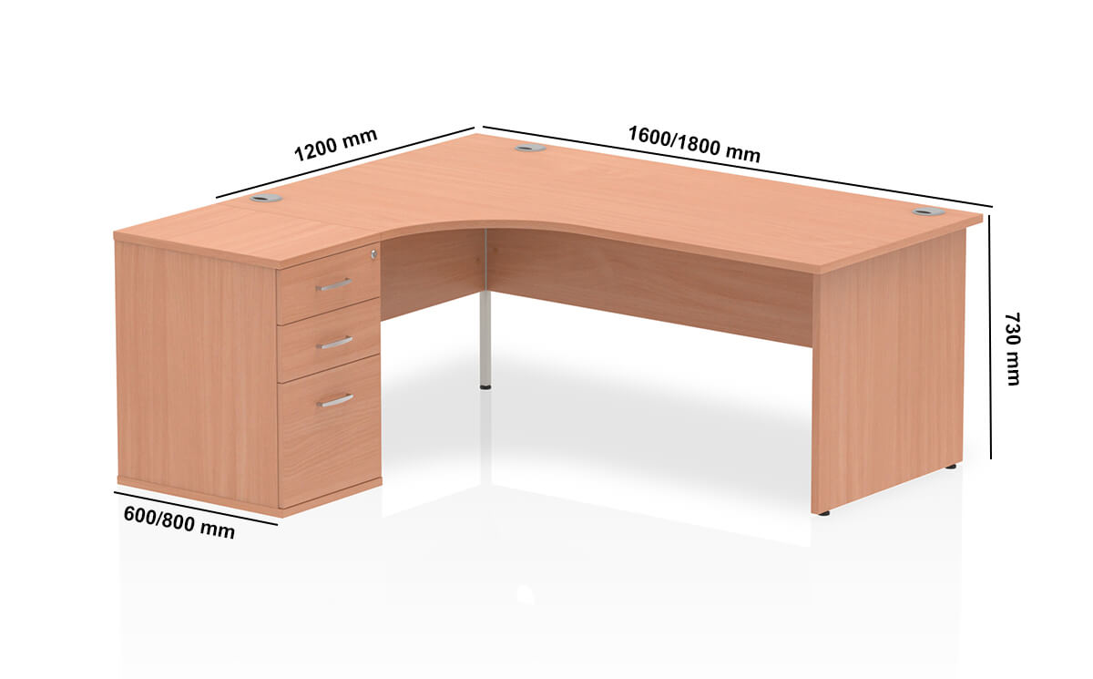 Imara 2 Corner Desk With High Pedestal And Panel Legs Dimensions Image