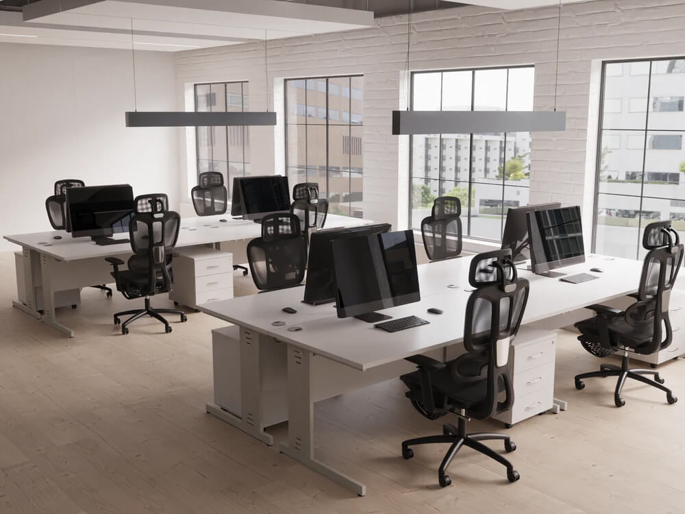 Imara 5 Straight Desk With Modesty Panel And Cable Managed Legs 2 Imara 5 Straight Desk With Modesty Panel And Cable Managed Legs 2
