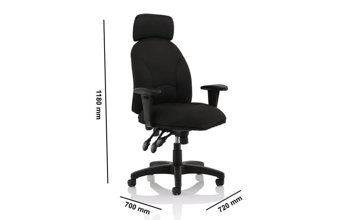 Jelica High Back Black Fabric Task Chair Dimensions Img