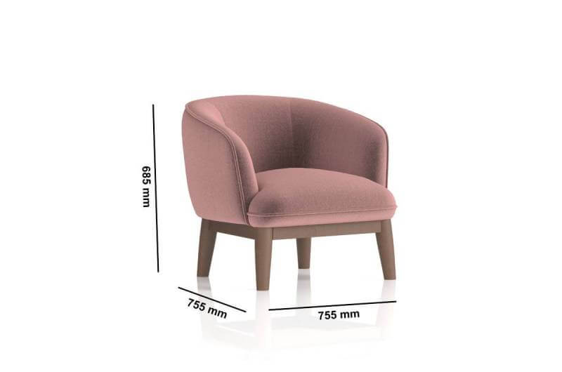Lilly Old Rosa Armchair With Wooden Leg Dimensions Img1