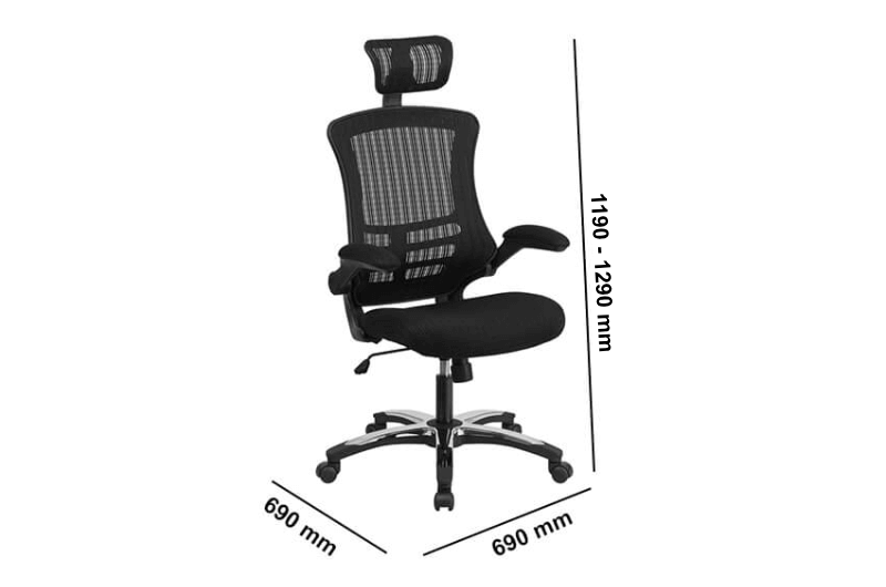 Matteo Operational Chair With Headrest Dimension Img