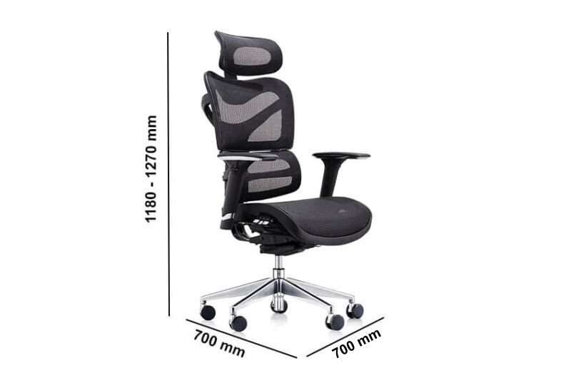 Mayla Black Executive Ergonomic Mesh Chair Dimension Img