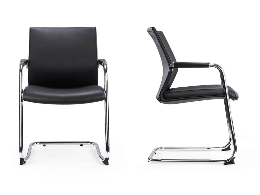 Milda Black Faux Leather Meeting Chair 1 Milda Black Faux Leather Meeting Chair 1