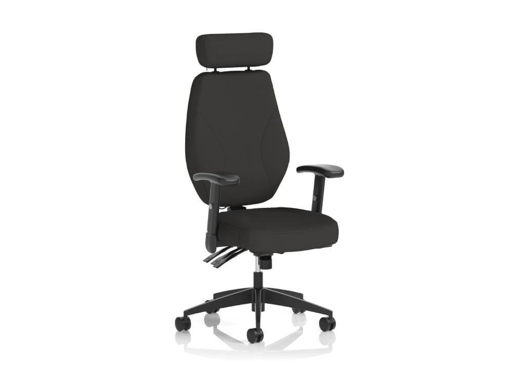 Ness High Back Black Fabric Ergonomic Office Chair With Arms And Headrest Main Img Ness High Back Black Fabric Ergonomic Office Chair With Arms And Headrest Main Img
