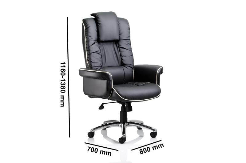 Cayson High Back Black Soft Bonded Leather Executive Office Chair With Arms Dimensions Img
