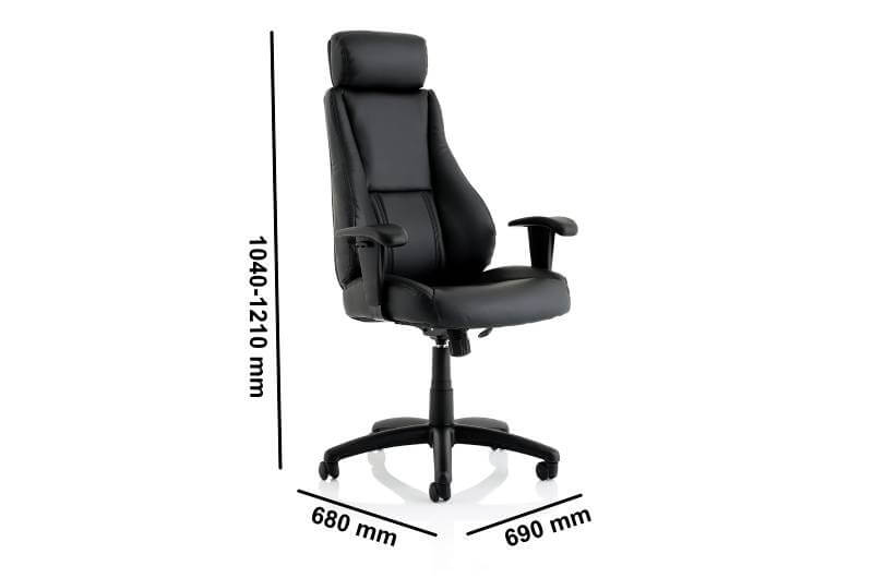 Wendee Medium Back Executive Black Faux Leather Office Chair With Arms Dimensiosn Img