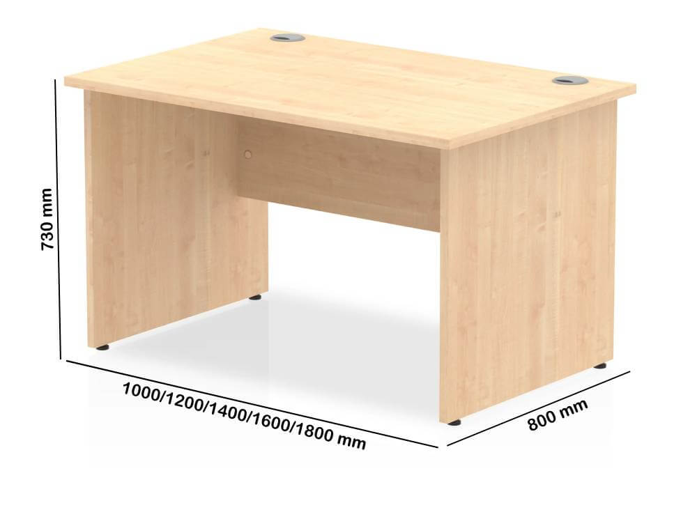 Imara 9 Straight Desk With Panel Leg Dimmssion Image