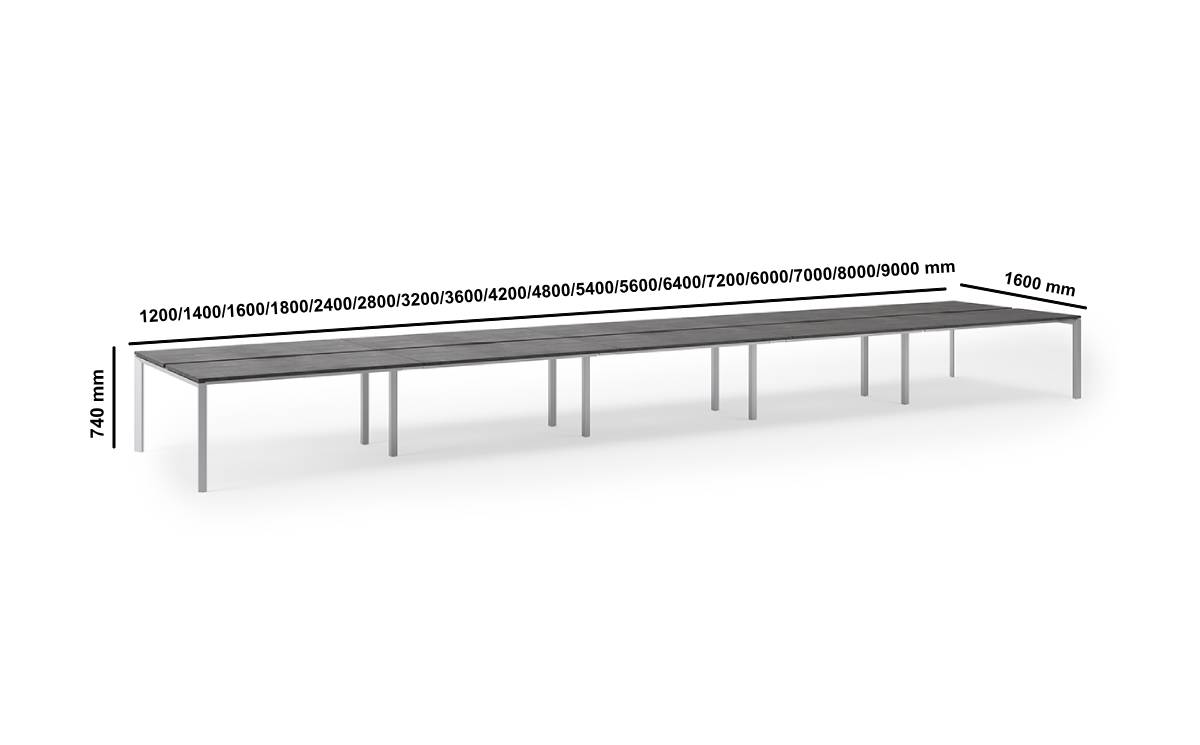 Frisco 1 U Leg Operational Office Desk For 2, 4, 6, 8 And 10 Persons Dimensions Img