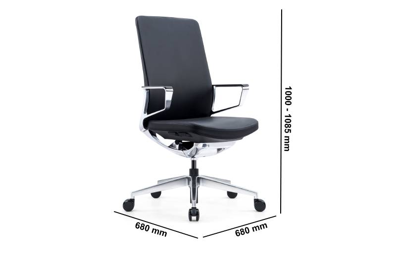Levona Black Faux Leather Meeting Chair Dimension Image