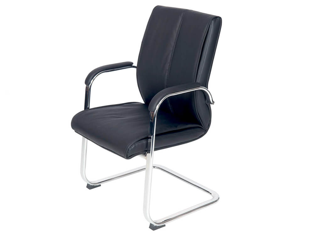 Milena 1 Black Faux Leather Meeeting Room Chir With Chrome Cantilever Frame 02 Milena 1 Black Faux Leather Meeeting Room Chir With Chrome Cantilever Frame 02